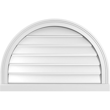 Ekena Millwork Round Top Surface Mount PVC Gable Vent: Functional, w/ 2"W x 2"P Brickmould Sill Frame, 30"W x 20"H GVPRT30X2003SF